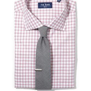The Tie Bar Heathered Gingham Raspberry Dress Shir
